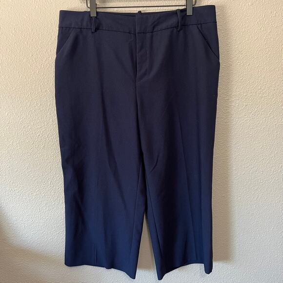 Ava & Viv Navy Wide Leg Gaucho Cropped Slacks Trouser Career Plus Size 14W - Picture 1 of 7